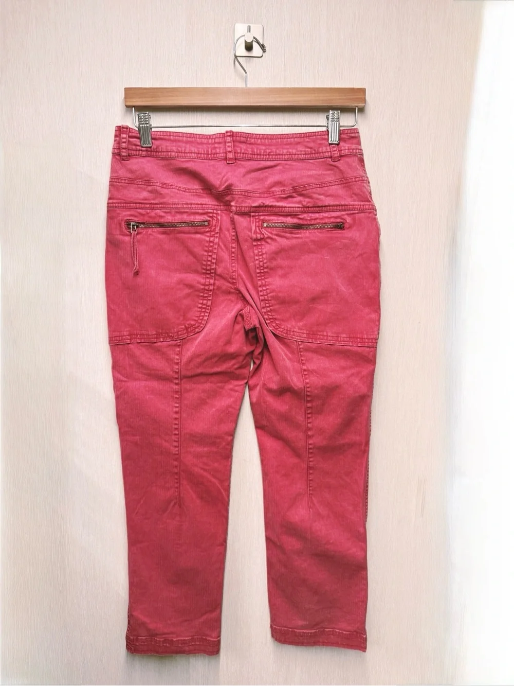Free People We The Free Hot In It Moto Red Utility Pants, Size 6 - Picture 5 of 10